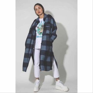 ISABEL MARANT ÉTOILE Fontizi Checked Coat Midnight FR 0 (XS)